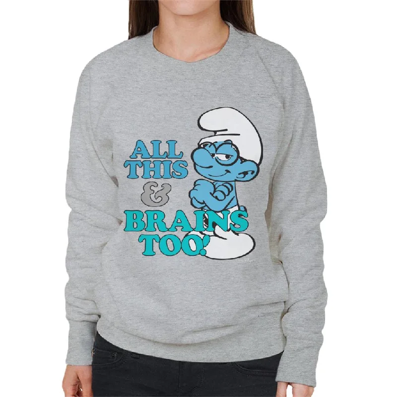 The Smurfs All This And Brains Too Women's Sweatshirt Soft Cotton Hoodie