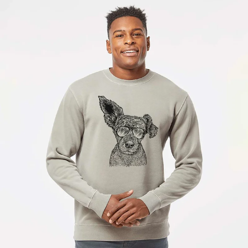 Aviator Boodles the Schnauzer Mix - Unisex Pigment Dyed Crew Sweatshirt Printed Hooded Sweatshirts