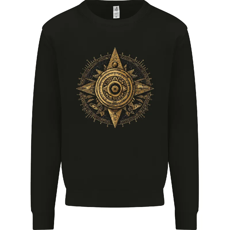 A Fantasy Gold Compass Mens Sweatshirt Jumper Cozy Sweatshirts for Fall