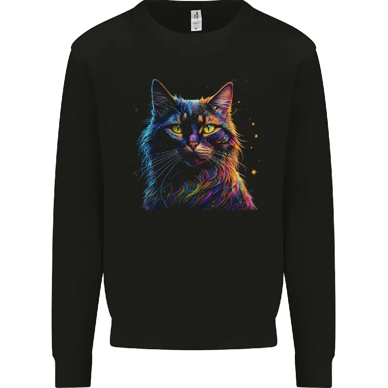 A Fantasy Cat With Cool Colours 7 Mens Sweatshirt Jumper Women’s Hoodie with Logo