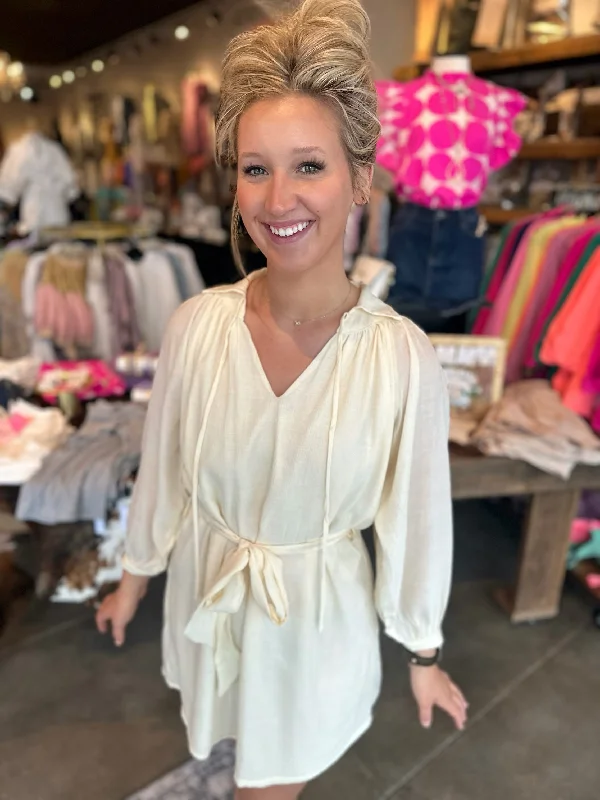 Cream Poof Sleeve Dress One-shoulder unclassified dresses