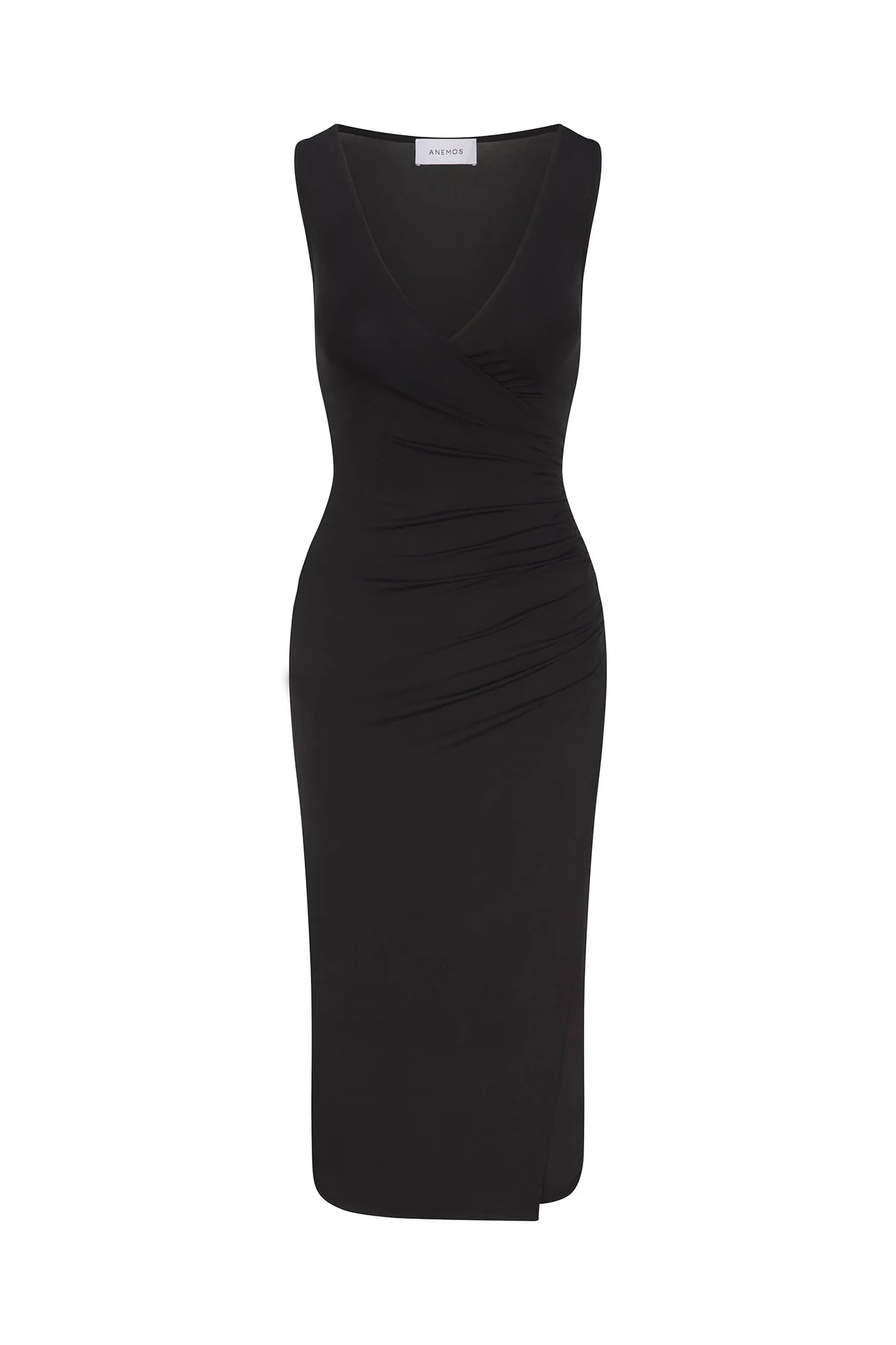 Wrap Effect Midi Dress - Black Midi Skirt Trend
