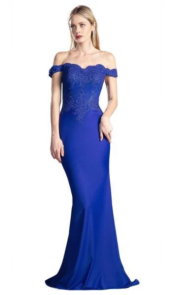 Cinderella Divine - Scalloped Off Shoulder Lace Applique Gown CF158 Color block unclassified dresses Cinderella Divine - Scalloped Off Shoulder Lace Applique Gown CF158 Color block unclassified dresses