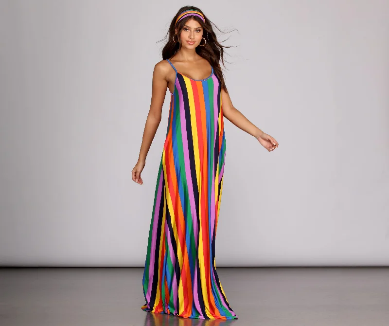 Rainbow Wave Maxi Dress Gothic unclassified dresses