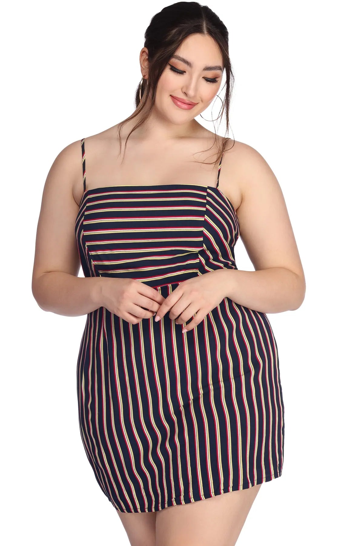 Plus Striped In Style Dress Summer unclassified dresses