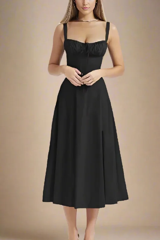 Taylor Bodycon Day Midi Dress - Classic Black Lightweight unclassified dresses