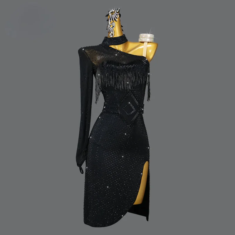 One Sleeve Tassel Latin Dance Dress Festival unclassified dresses