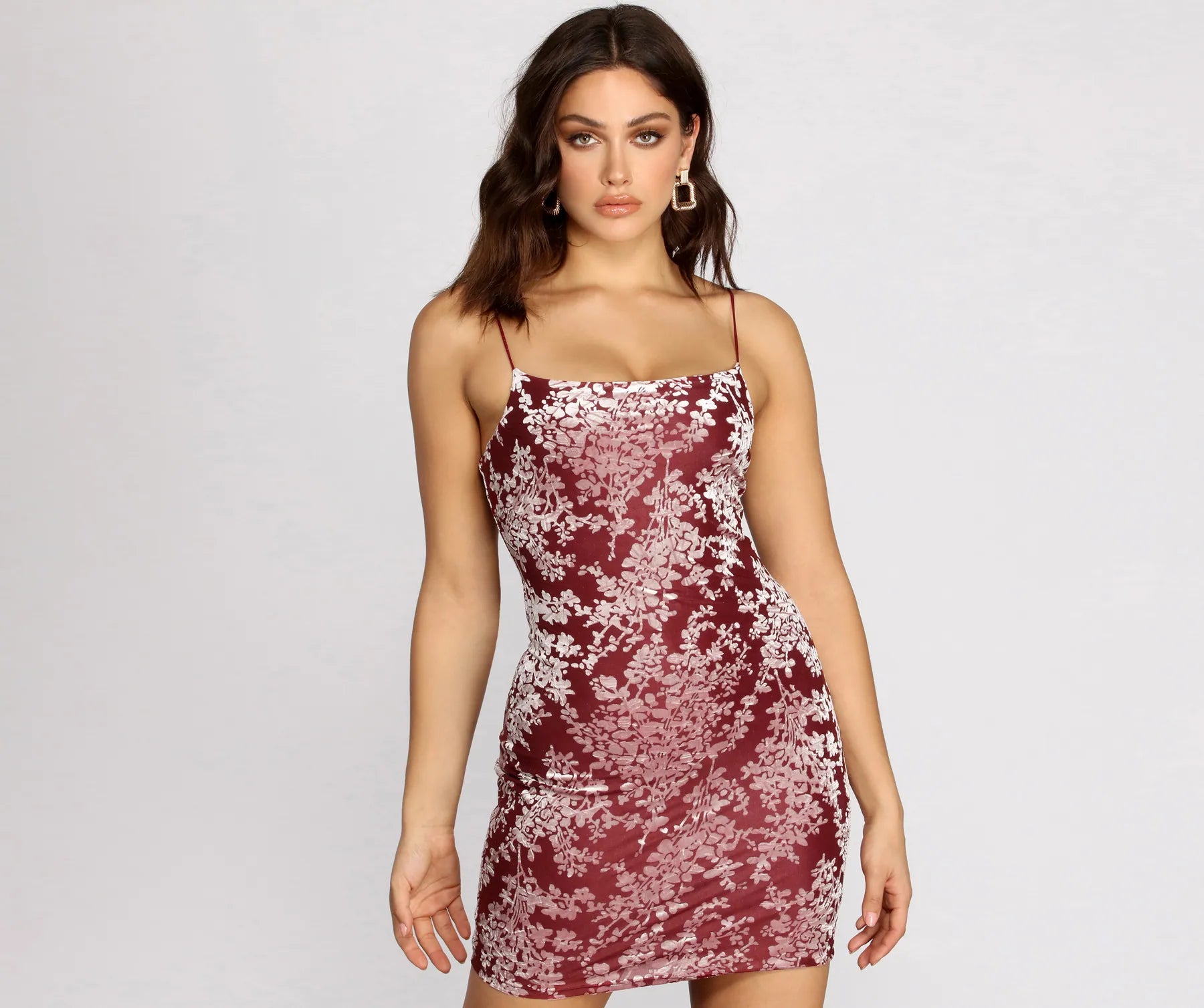 Burnout Out Flocked Floral Mini Dress Satin unclassified dresses