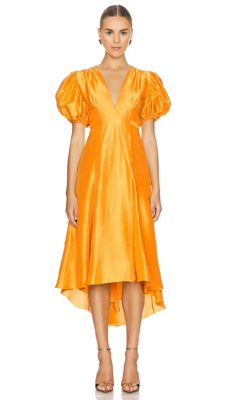 Azeeza Florence Midi Dress in Yellow Midi Skirt Party