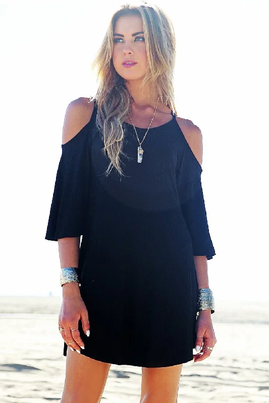 Off-Shoulder Ribbed Dress Flowy unclassified dresses