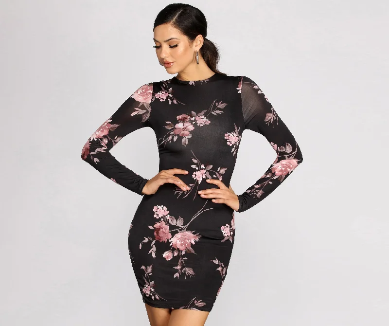 Floral Doll Long Sleeve Mini Dress Embroidered unclassified dresses