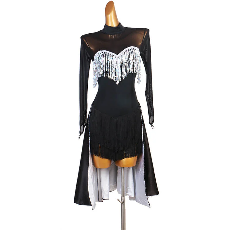 Asymmetric High-Neck Latin Dress with Tassels Budget-friendly unclassified dresses