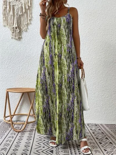 Full Size Printed Scoop Neck Maxi Cami Dress Embroidered unclassified dresses