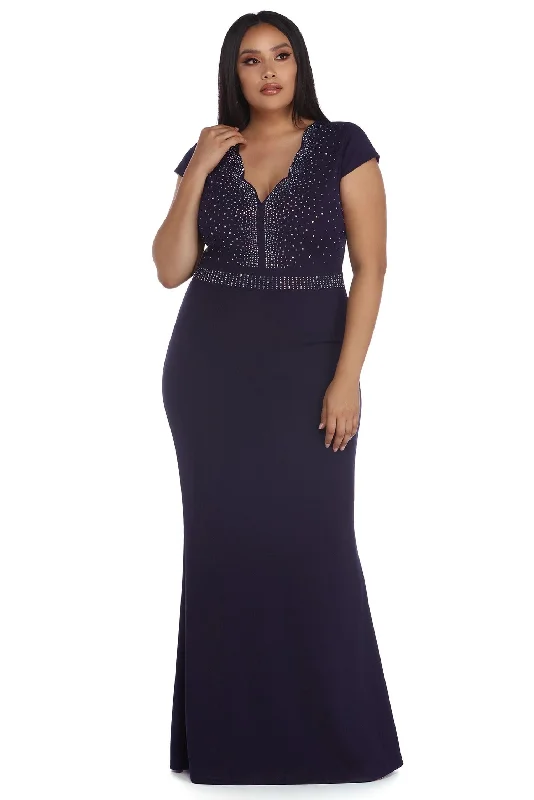 Plus Emmeline Crepe Scalloped Dress Silk unclassified dresses