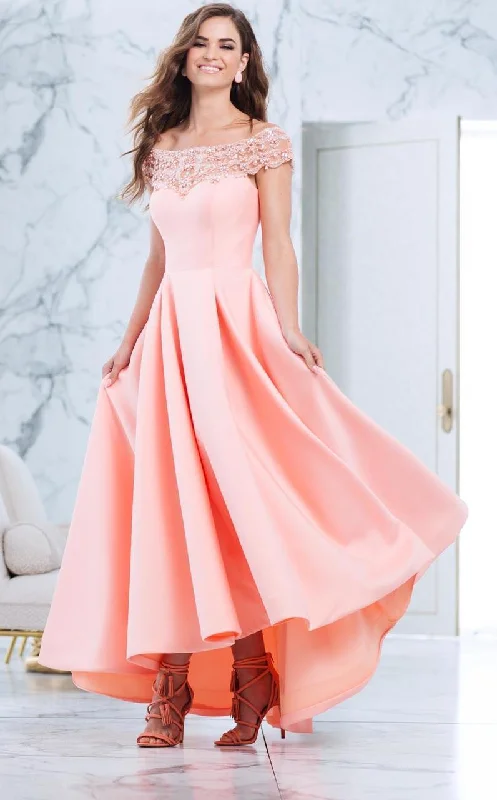 Tarik Ediz Off The Shoulder A-line Dress 50063 - 1 pc Peach Nectar In Size 2 Available Embroidered unclassified dresses Tarik Ediz Off The Shoulder A-line Dress 50063 - 1 pc Peach Nectar In Size 2 Available Embroidered unclassified dresses