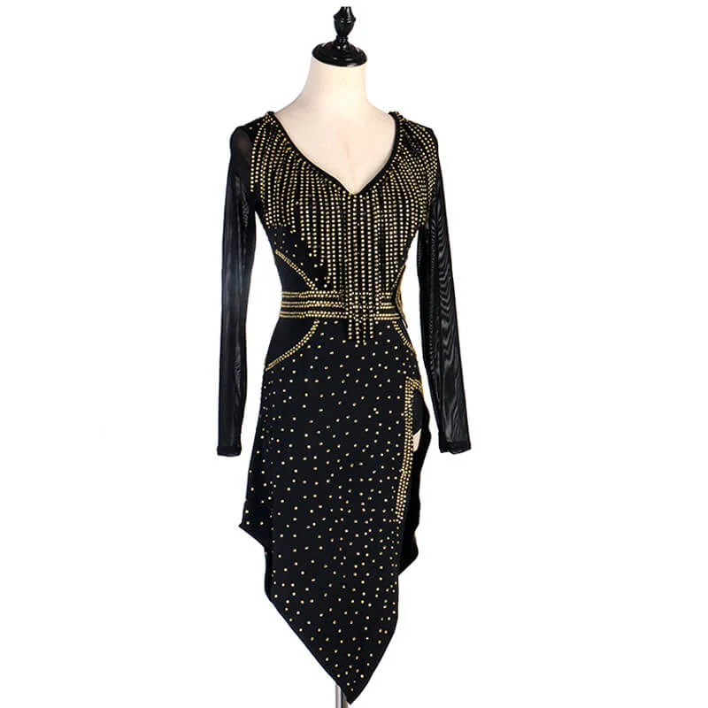 Asymmetric Knee-Length Latin Dress with Beading Knitted unclassified dresses