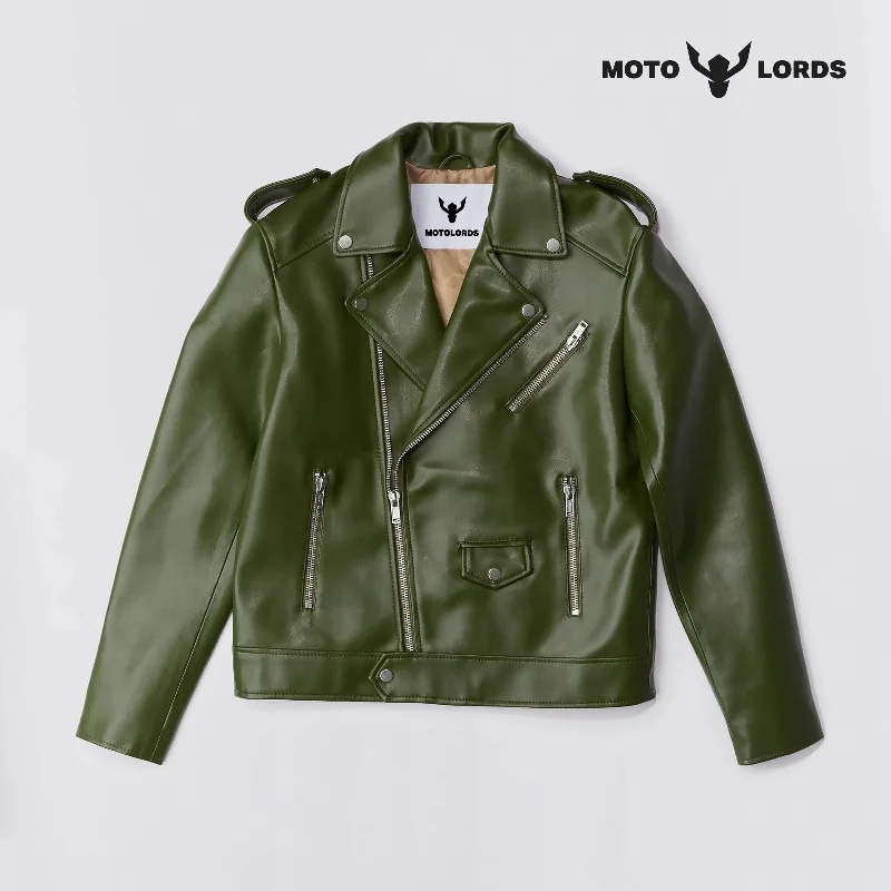 Green Leather Jacker Unisex Women's fleece jackets