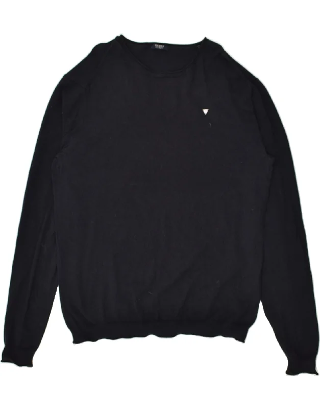 GUESS Womens Boat Neck Jumper Sweater UK 16 Large Navy Blue Cotton Gucci sweaters