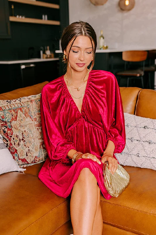 Uptown Elegance Velvet Mini Dress in Red Edgy mini dresses